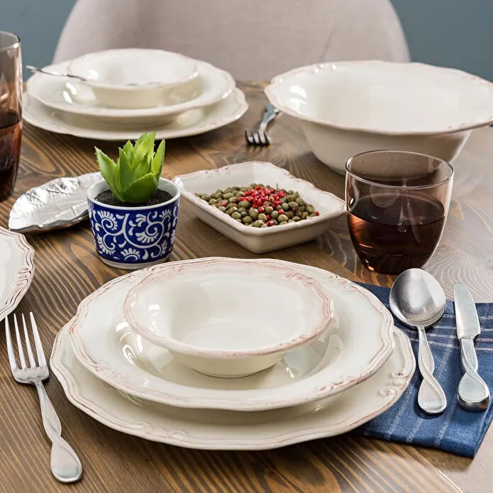 Mudo Home Ekru 6 Li Çukur Yemek Tabaği Seti̇ 22cm