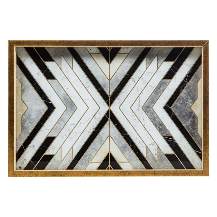 Mudo Home Line Dekorati̇f Tepsi̇ 31x42cm Gold