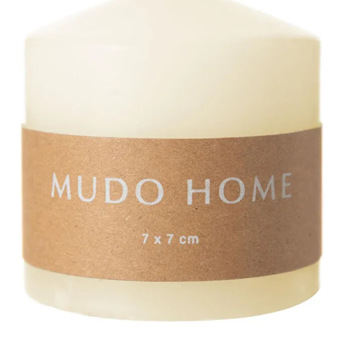 Mudo Home Sütun Mum Krem 7x7cm