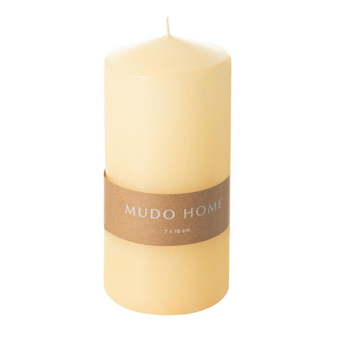 Mudo Home Sütun Mum Krem 7x15cm