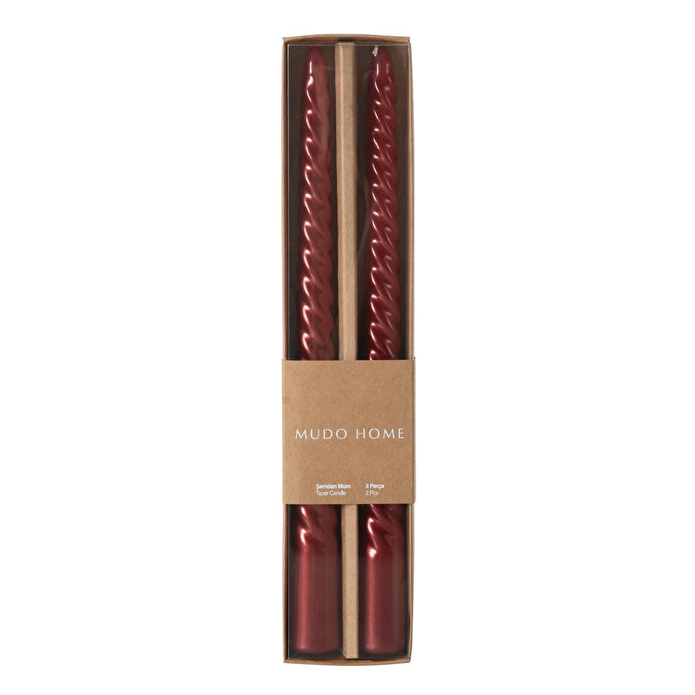 Mudo Home 2li̇ Burgulu Şamdan Mum Bordo 25cm