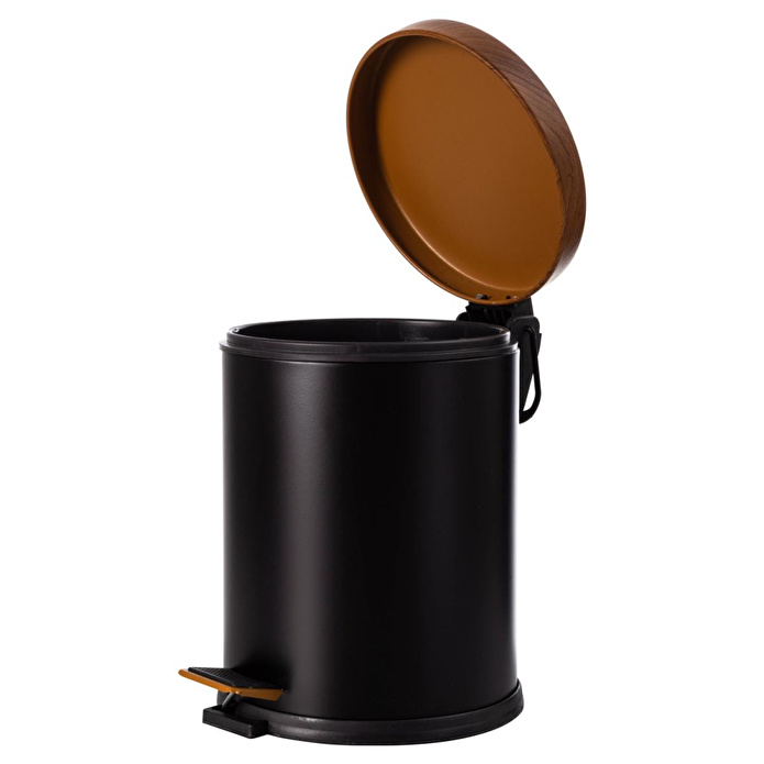 Mudo Home 5lt Pedalli Ahşap Kapakli Çöp Kovasi Si̇yah
