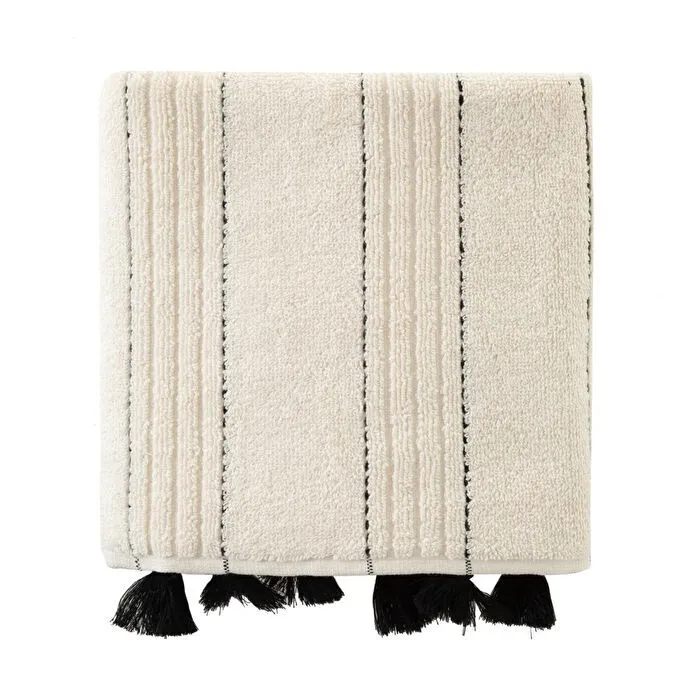 Mudo Home Linda Krem Püsküllü Yüz Havlusu 50x80