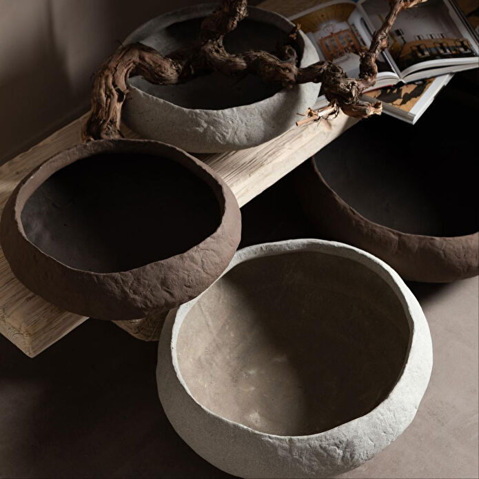 Mudo Home Earth Dekorati̇f Kase Bej 43x39x15cm