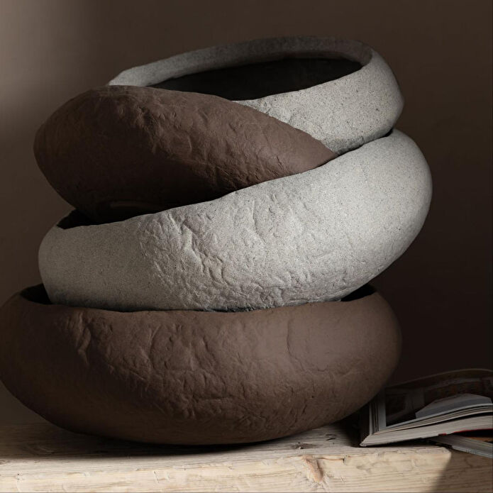 Mudo Home Earth Dekorati̇f Kase Bej 43x39x15cm