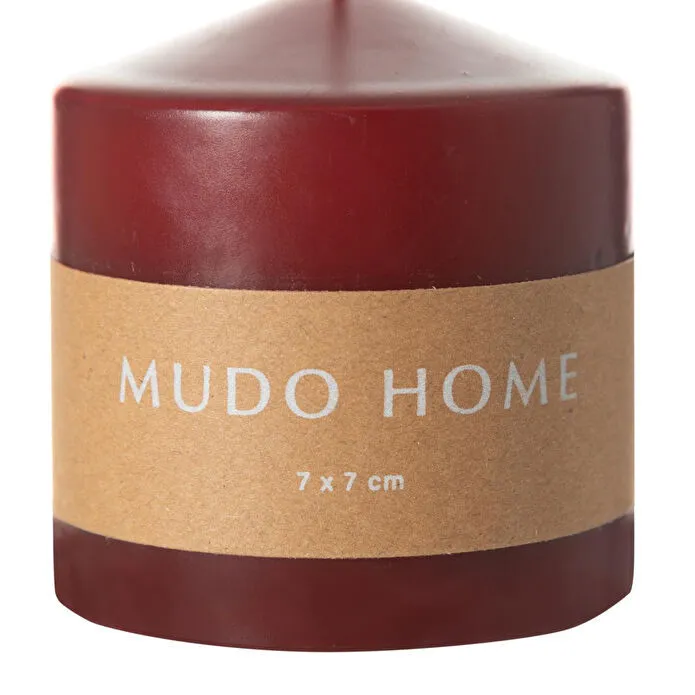 Mudo Home Sütun Mum Bordo 7x7cm