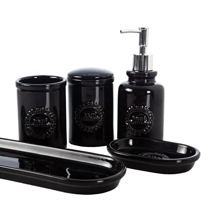 Mudo Home Barnes 5'li̇ Kutulu Banyo Seti̇ Parlak Si̇yah
