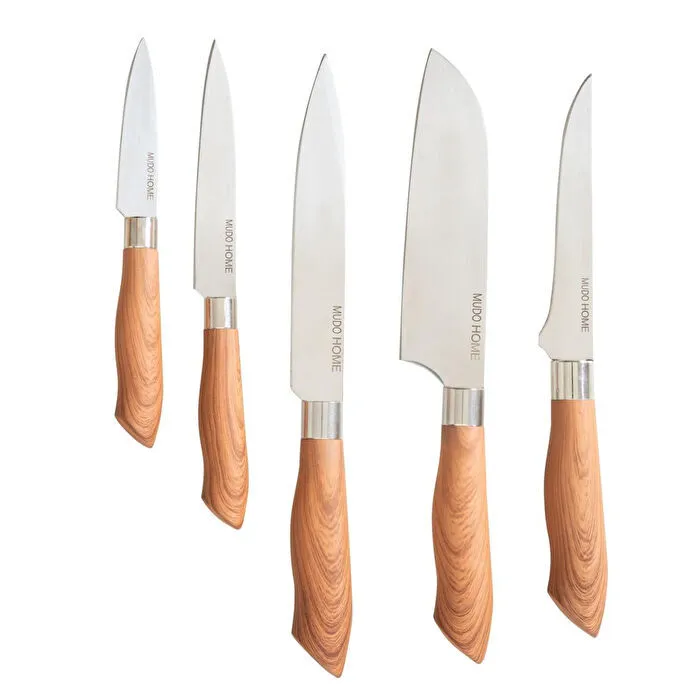 Mudo Home Ahşap Blok 5'li̇ Biçak Seti̇