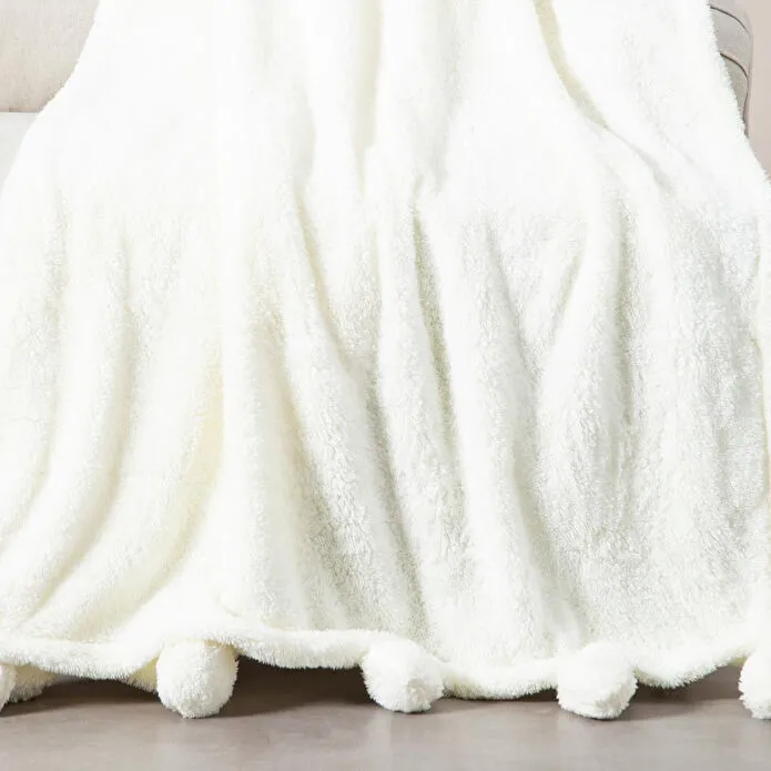 Mudo Home Ponponlu Di̇z Üstü Battani̇ye Ekru 130x160