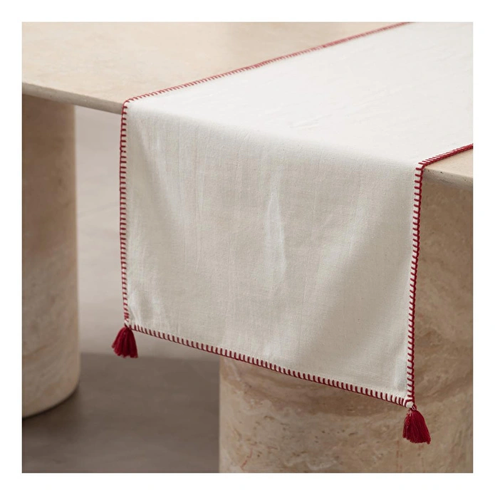 Mudo Home Oradea Püsküllü Runner Bordo 45x145