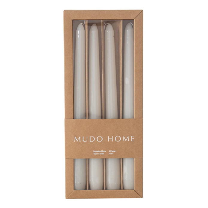 Mudo Home 4lü Şamdan Mum Krem 25cm