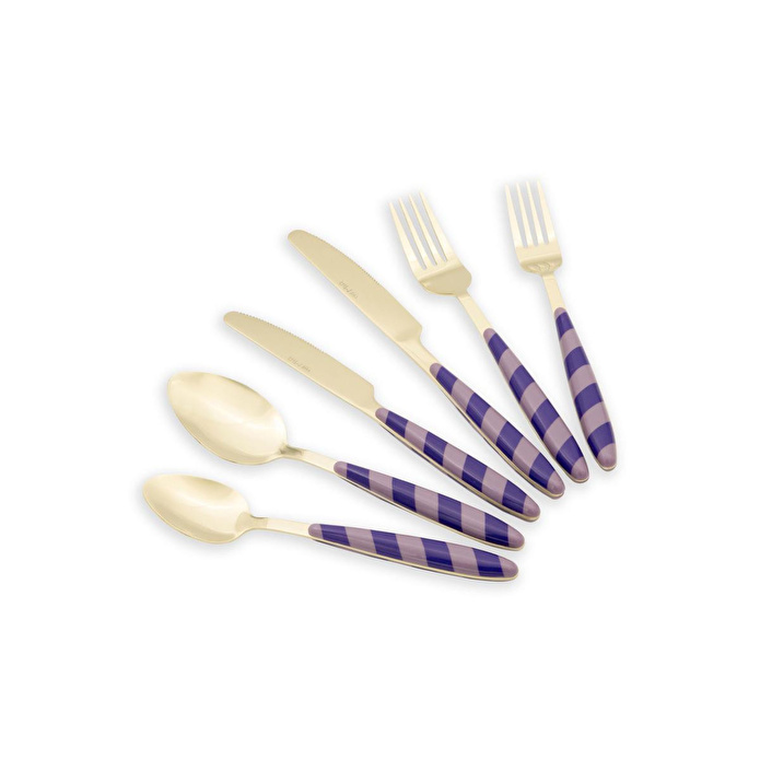The Mia Joy Çatal Kaşık Bıçak Takımı Mor Gold 36 Parça