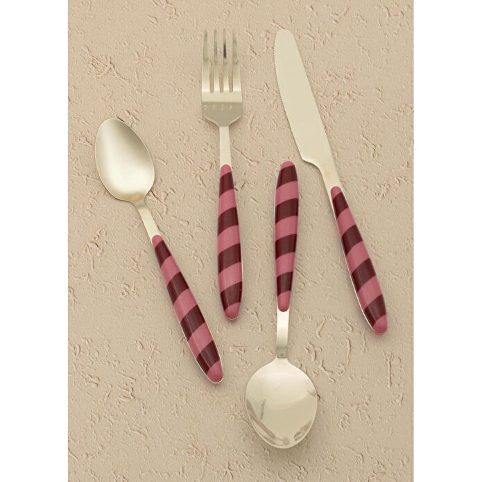 The Mia Joy Çatal Kaşık Bıçak Takımı Pembe Gold 24 Parça