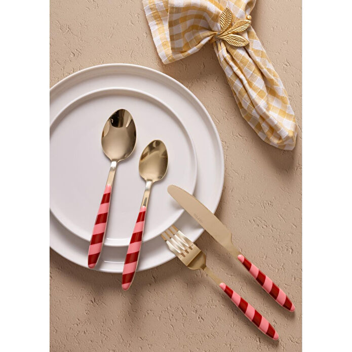 The Mia Joy Çatal Kaşık Bıçak Takımı Pembe Gold 24 Parça