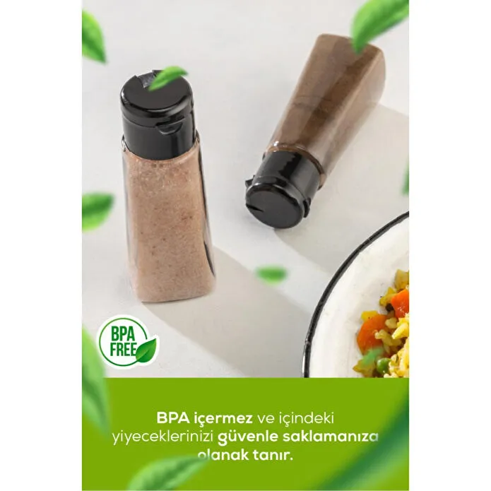 Vienev 2'li Tek Kişilik Tuzluk Karabiberlik Tuzluk Seti 72 Ml Siyah