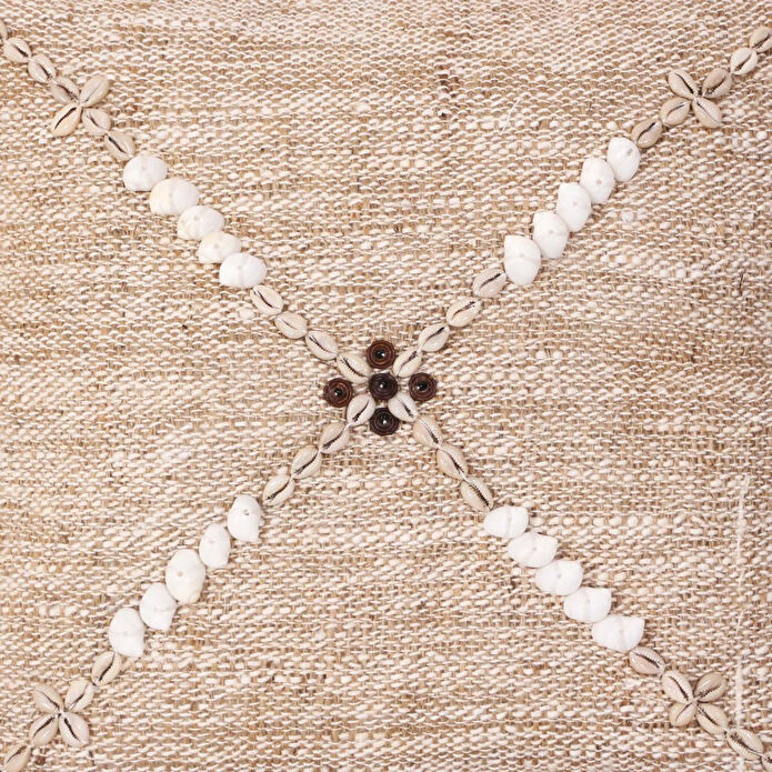 Mylamp Boho Deniz Kabuklu Doğal Keten Kırlent Kılıfı