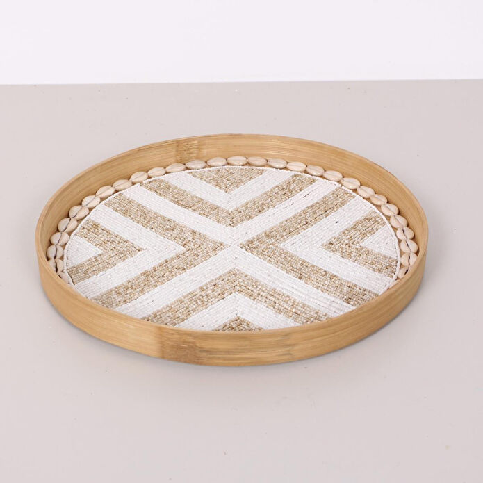 Mylamp Anadolu Boncuklu Bambu Duvar Dekoru &tepsi 34 Cm Tr005-35