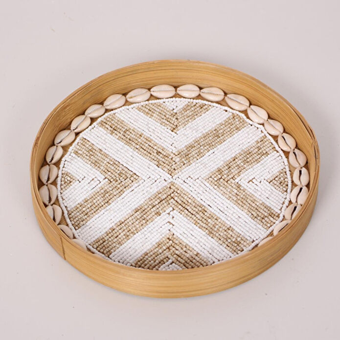 Mylamp Anadolu Boncuklu Bambu Duvar Dekoru &tepsi 25 Cm Tr005-25