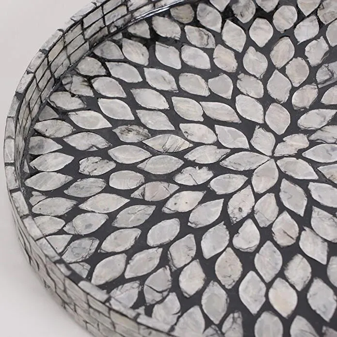 Mylamp Pure Sedef 35 X4cm. Black Sedefli Mozaik Tepsi