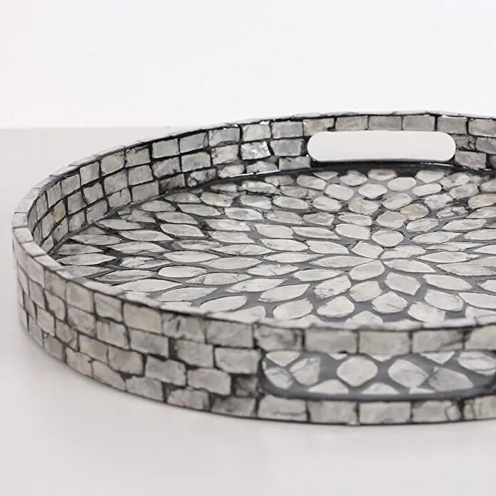 Mylamp Pure Sedef 35 X4cm. Black Sedefli Mozaik Tepsi