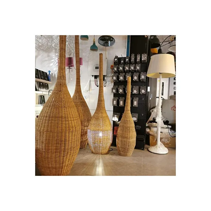 Mylamp Hazerfan 50x190 Cm. Diş Mekan Doğal Rattan Lambader
