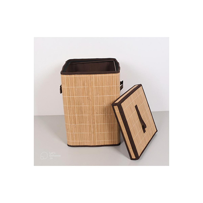 Mylamp Doğal Bambu Kirli Çamaşır Sepeti 32x32x45 Cm.