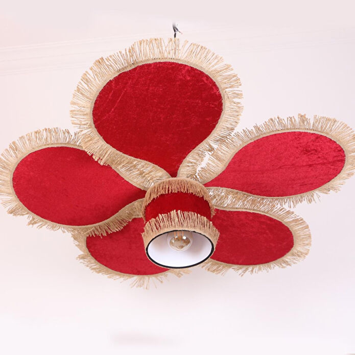 Mylamp Papatya Kadife Kumaş Avize 90 Cm 30 Cm