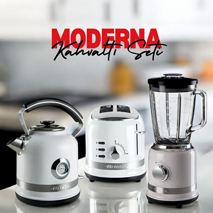 Ariete Moderna Beyaz 3'lü Kahvaltı Seti (su Isıtıcı Kettle + Smoothie Cam Blender + Ekmek Kızartma Makinesi Özel Set) Khset05