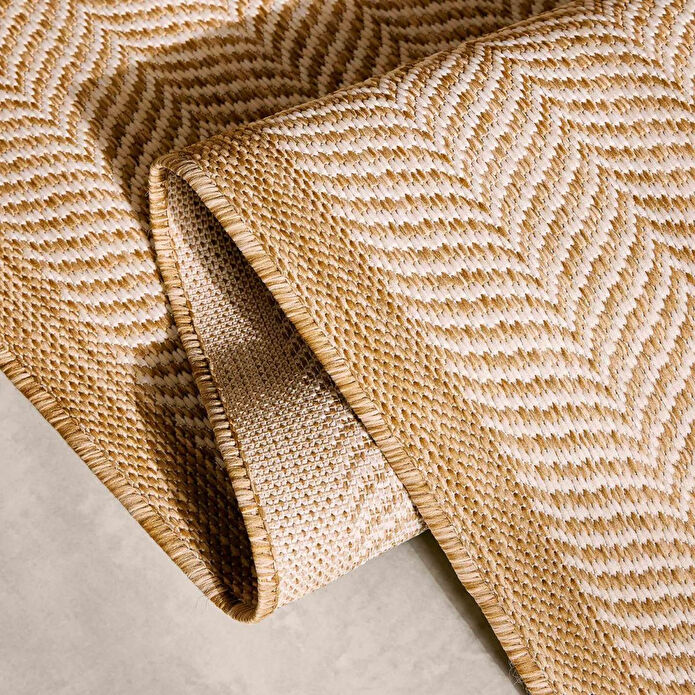 Ocean Home Textile Leke Tutmaz İç Dış Mekan Bej Renk Balıksırtı Halı Kilim 80 X 150 Cm