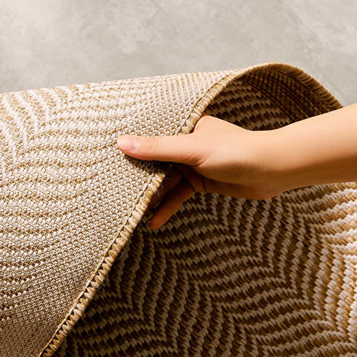 Ocean Home Textile Leke Tutmaz İç Dış Mekan Bej Renk Balıksırtı Paspas 60 X 90 Cm
