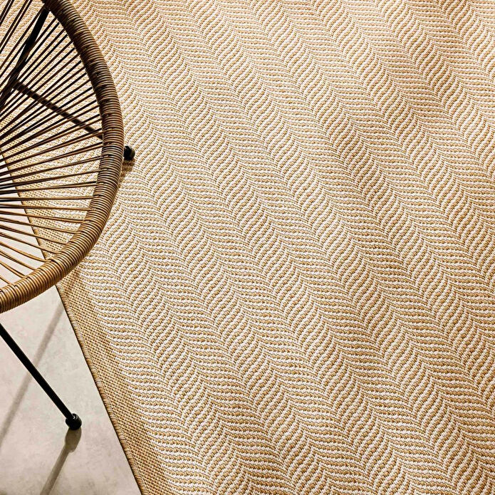 Ocean Home Textile Leke Tutmaz İç Dış Mekan Bej Renk Balıksırtı Halı Kilim 120 X 180 Cm