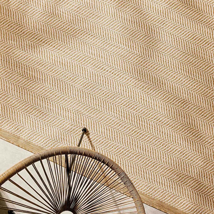 Ocean Home Textile Leke Tutmaz İç Dış Mekan Bej Renk Balıksırtı Halı Kilim 120 X 180 Cm