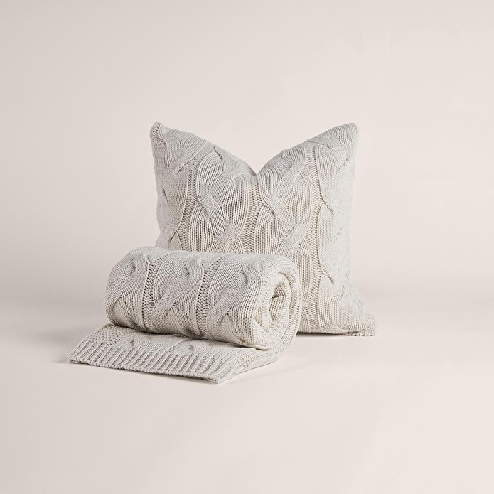 Penelope Triko Kırlent Kılıfı Krem 45x45 Cm - Cabella Serisi