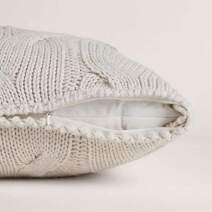Penelope Triko Kırlent Kılıfı Krem 45x45 Cm - Cabella Serisi