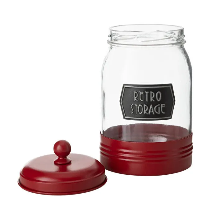 Mudo Home Dublin Galvaniz Dekorlu Kavanoz 1,5lt Kirmizi