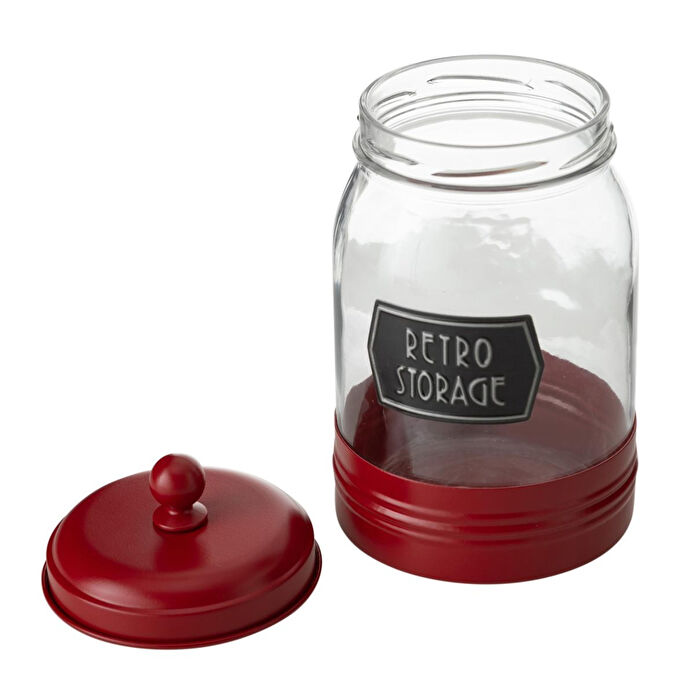 Mudo Home Dublin Galvaniz Dekorlu Kavanoz 1,5lt Kirmizi