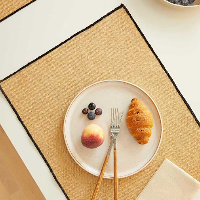 Home Wave 6'lı Siyah Dikiş Detaylı Jüt Amerikan Servis 45 X 35 Cm