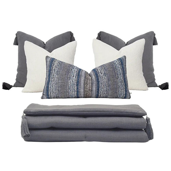 Penelope Aven Kırlent Kılıfı 35x70 Cm Lacivert- Gri