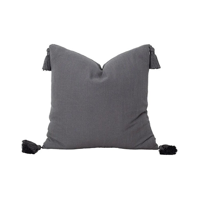 Penelope Nora Püsküllü Kırlent Kılıfı 50x50 Cm Koyu Gri
