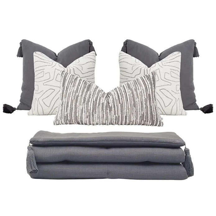 Penelope Liora Kırlent Kılıfı 30x50 Cm Ekru-gri