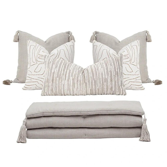 Penelope Elera Kırlent Kılıfı 45x45 Cm Ekru-gri