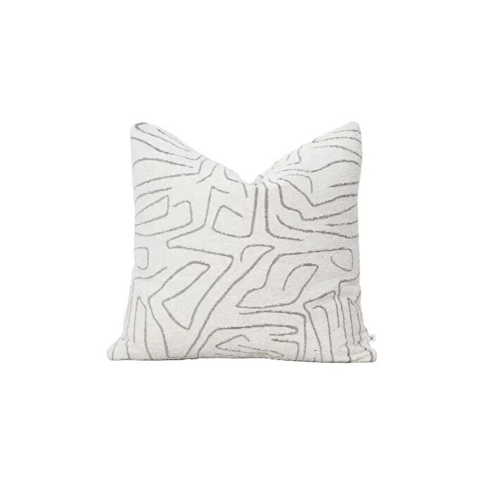 Penelope Elera Kırlent Kılıfı 45x45 Cm Ekru-gri