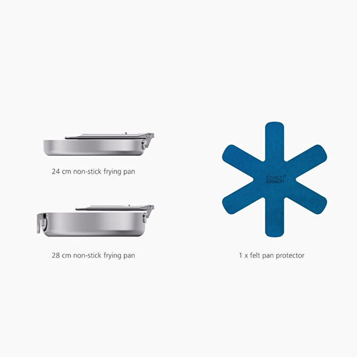 Joseph Joseph Space 3 Katmanlı Paslanmaz Çelik Seramik Kaplama 3 Parça Kızartma Tavası Seti