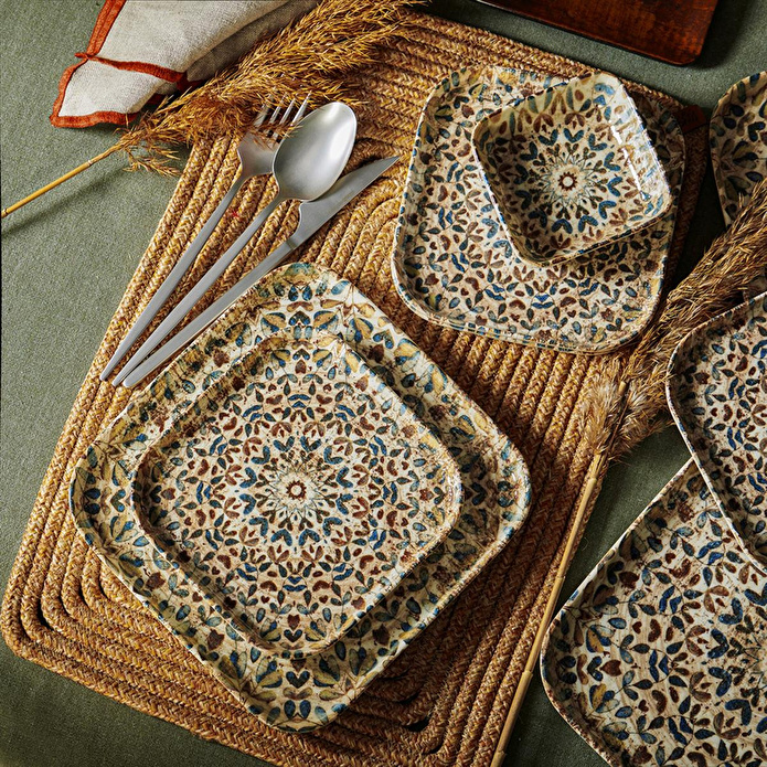 Mudo Home Ephesus Kare Pasta Tabaği Seti̇ 17cm- 6li