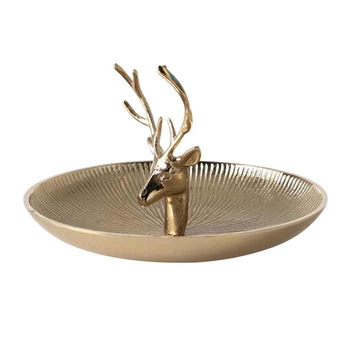 Mudo Home Deer Gold Dekorati̇f Tabak 15x25 Cm | Karaca