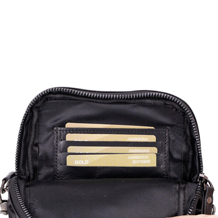 Bloominbag Bloombag Obsidian Black Hakiki Deri Crossbody Çanta