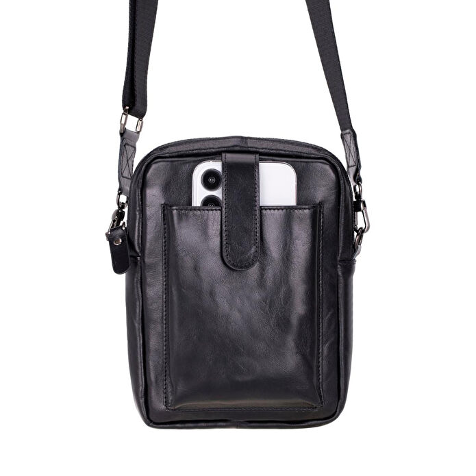 Bloominbag Bloombag Obsidian Black Hakiki Deri Crossbody Çanta