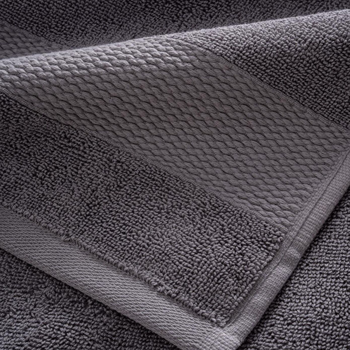 Green Black Lara Yüz Havlusu %100 Pamuk Bordürlü Koyu Gri 50x90 Cm