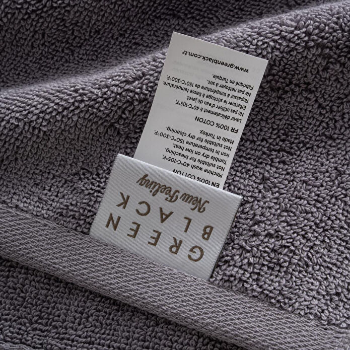 Green Black Lara Banyo Havlusu %100 Pamuk Bordürlü Koyu Gri 80x150 Cm