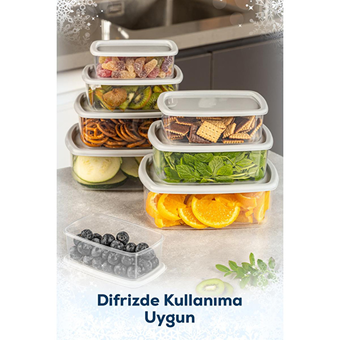 Vienev 8'li Hava Geçirmez Saklama Kabı Seti Gri 2x(250-500-750-1200 Ml)